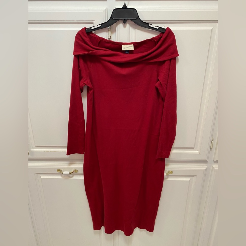 Universal Thread Long Sleeve Midi Bodycon Red Ribbed Dress Women’s Size XXL